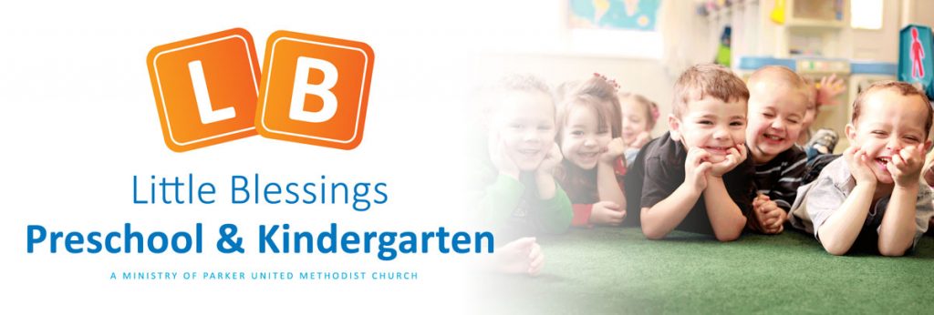 Little Blessings logo and photo of preschool class