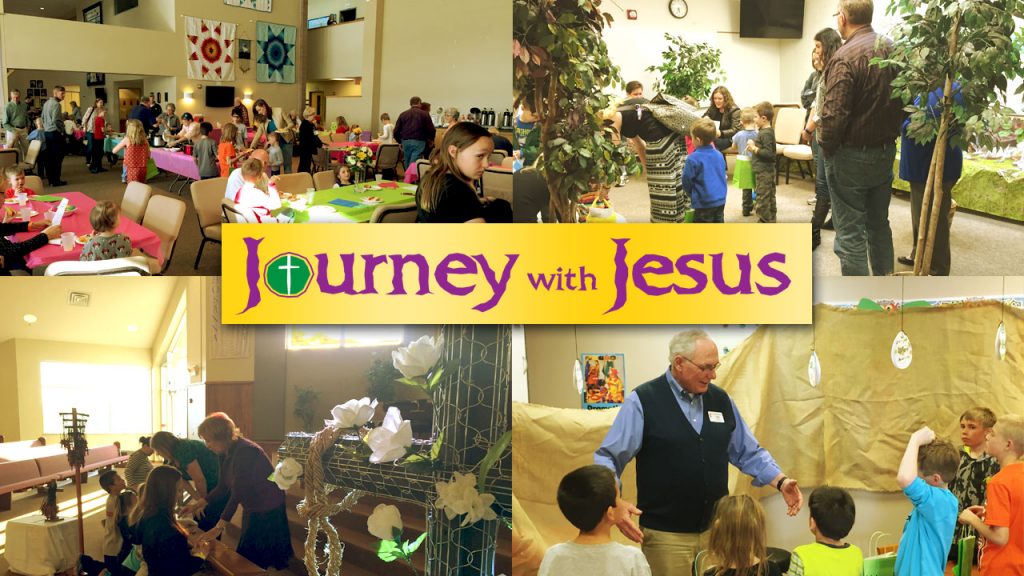 Photo collage from the different stations at Journey With Jesus