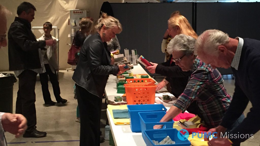Members of Parker UMC packing UMCOR Relief Kits