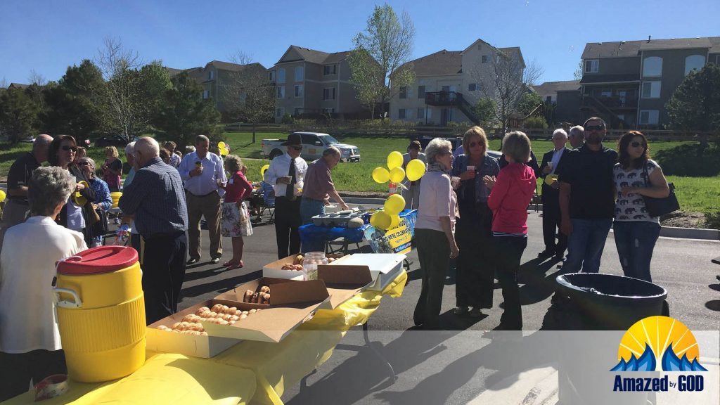 Parking lot celebration at Parker United Methodist Church