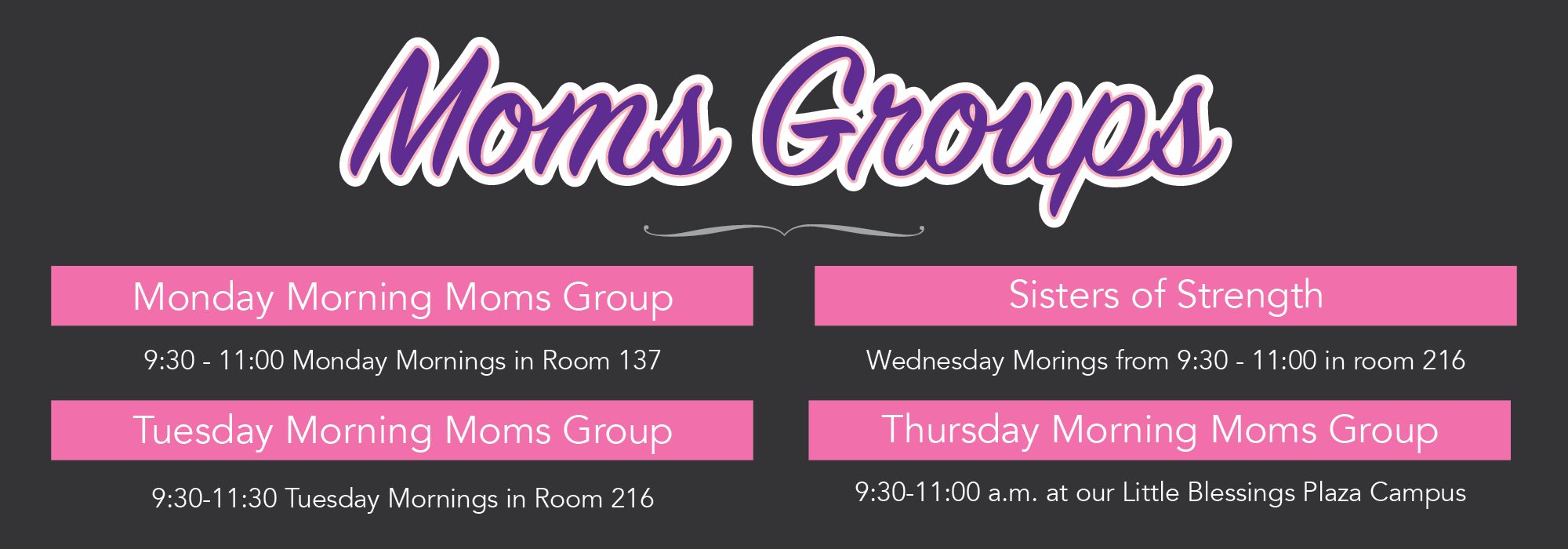 Schedule of All Moms Groups at Parker United Methodist Church